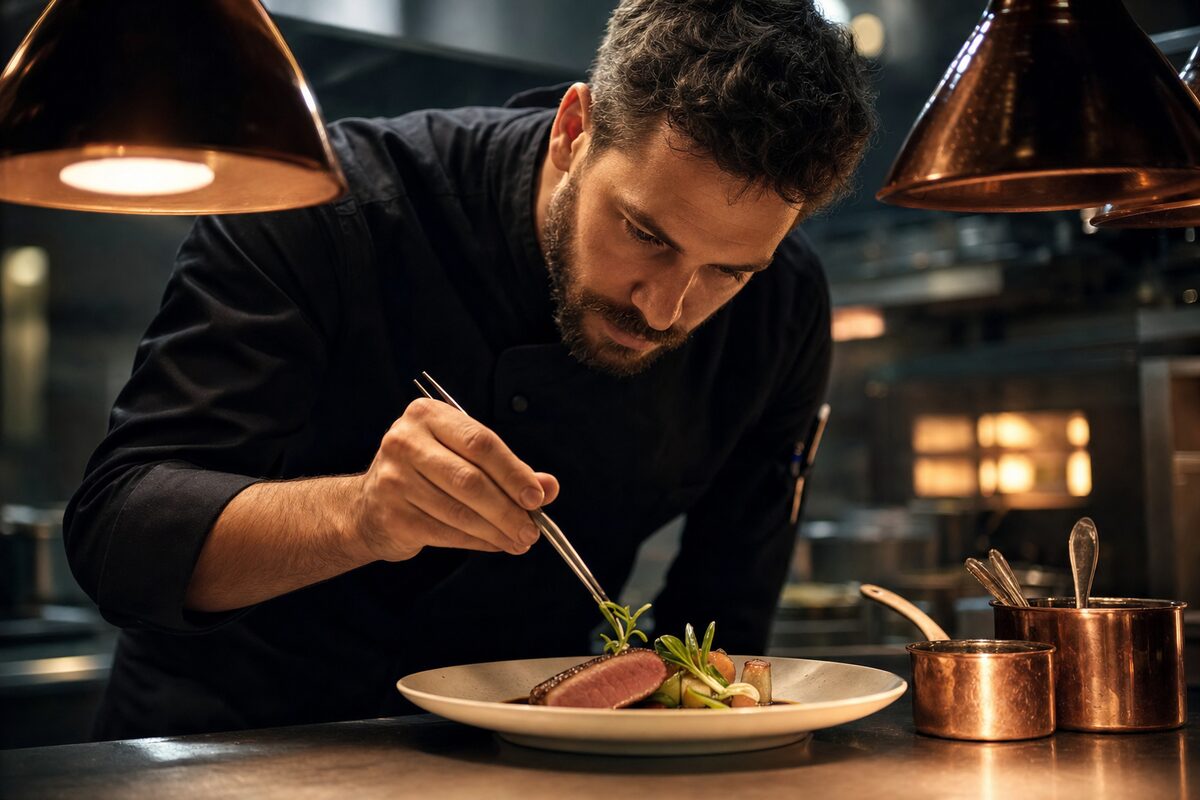 Our chef plating a dish
