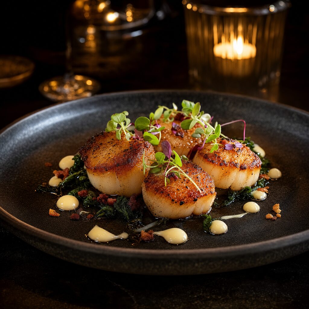 Charred scallops