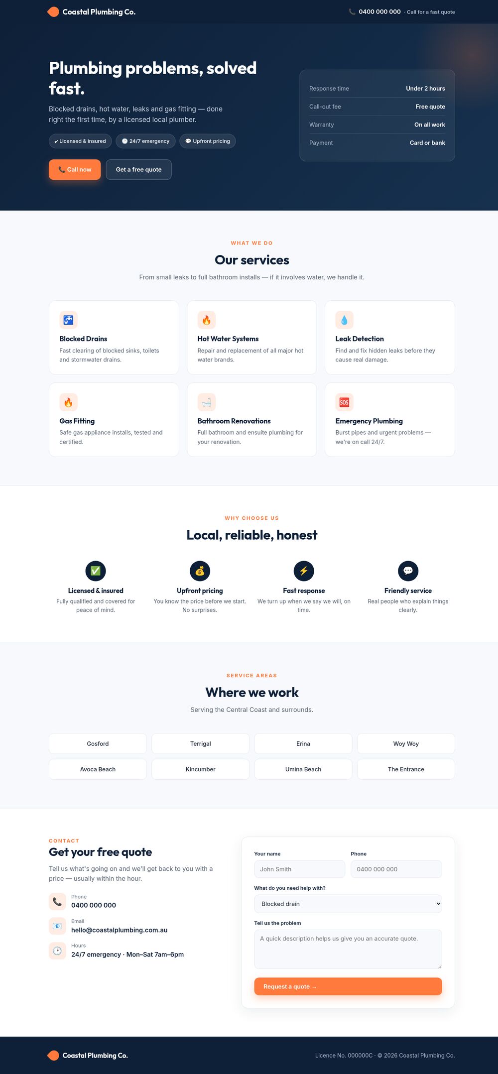 Coastal Plumbing Co. — $499 starter site